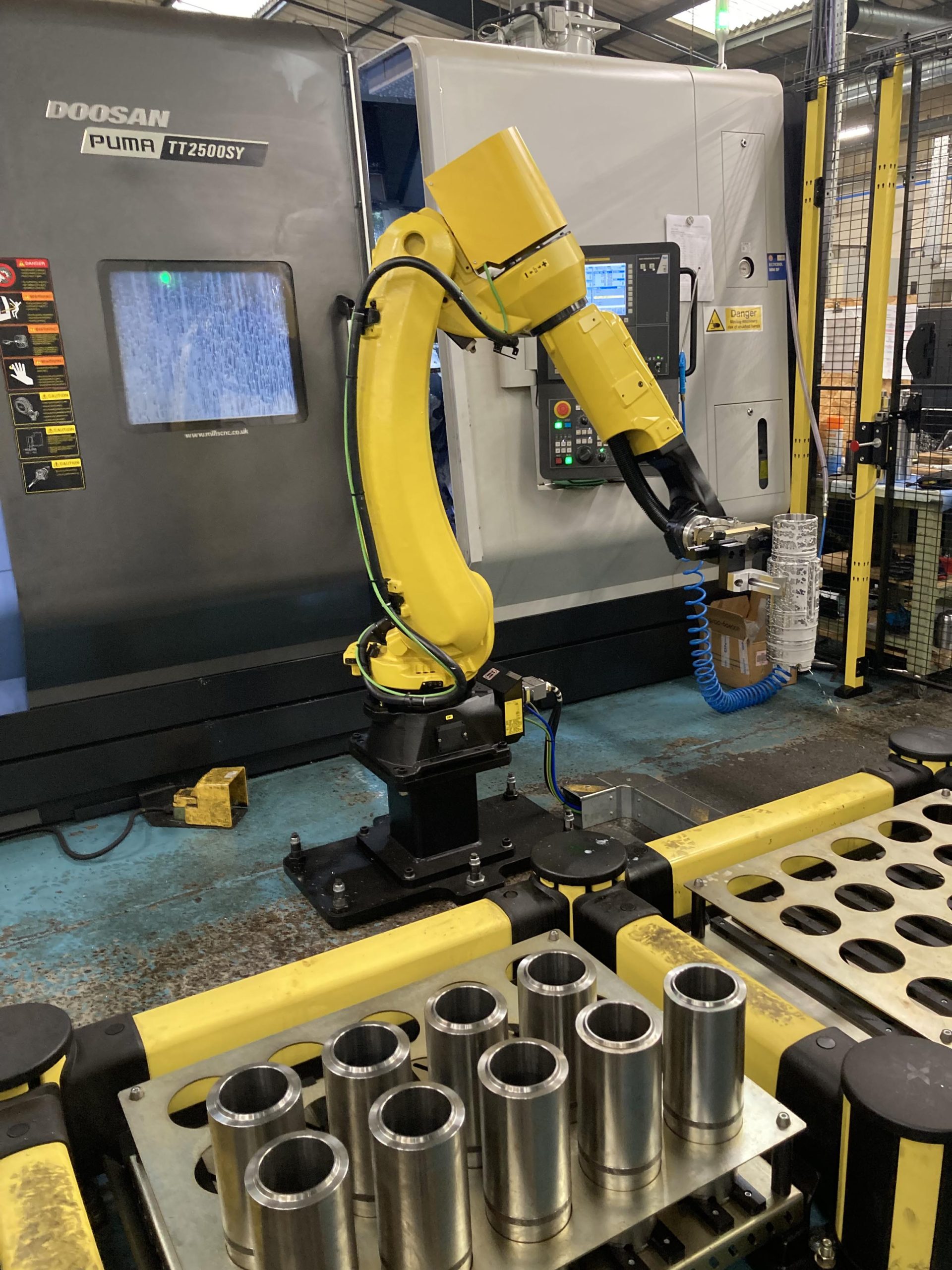 Automated Manufacturing Cell for Puma TT2500SY Twin Turret Horizontal Lathe